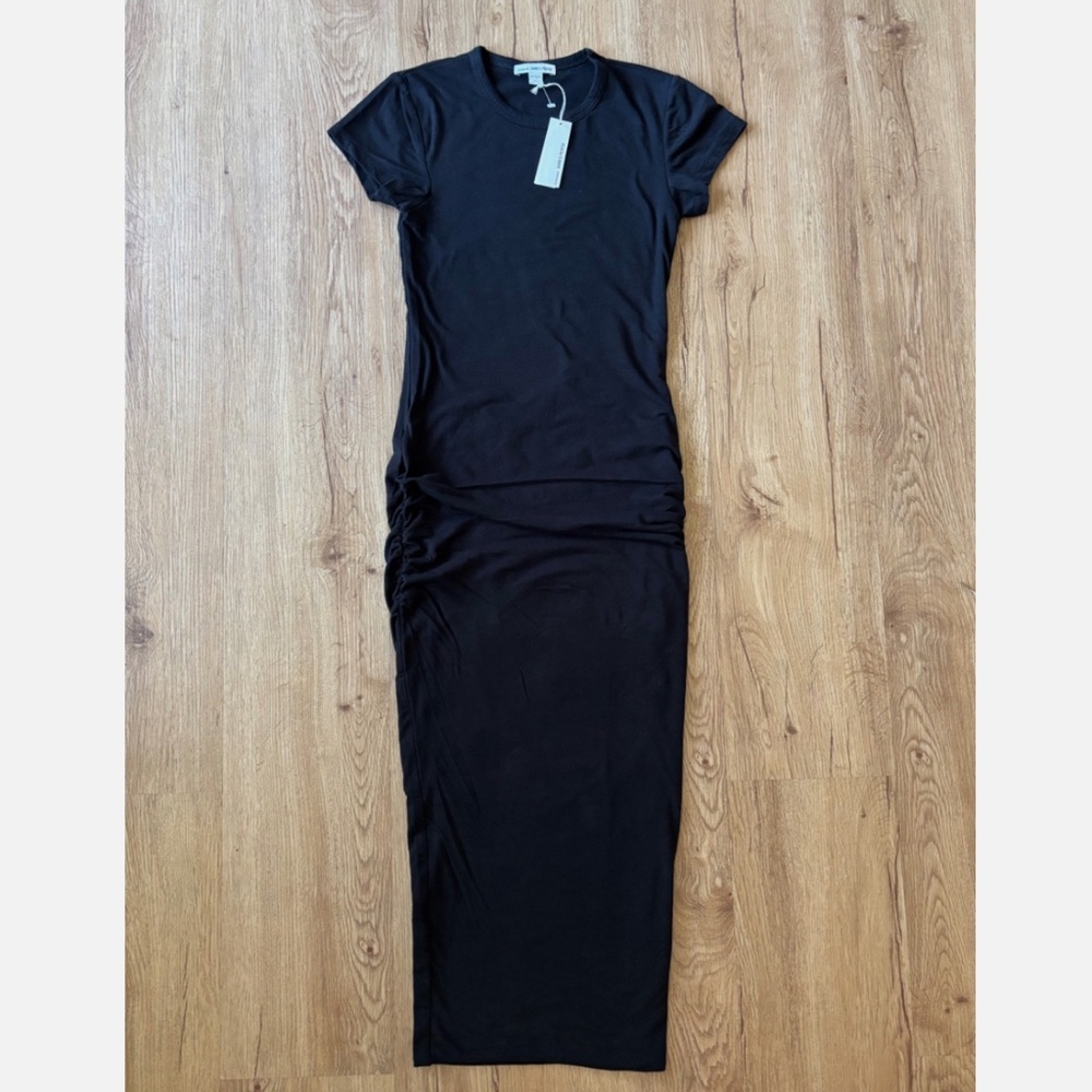 ★NWT JAMES PERSE Ruched cotton-blend jersey midi dress Black Size0★